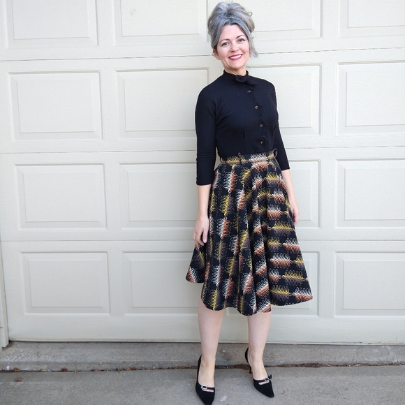 1950's VINTAGE CIRCLE SKIRT 50's midi S XS - Picture 1 of 11
